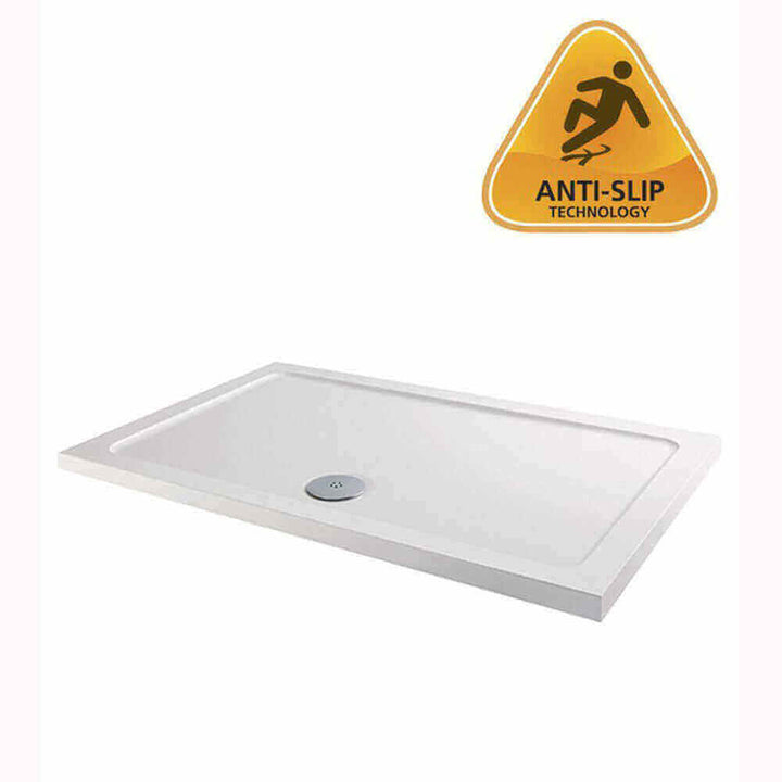 MX White Anti Slip Stone Resin Rectangular Shower Tray 1300 x 700mm ASSS2