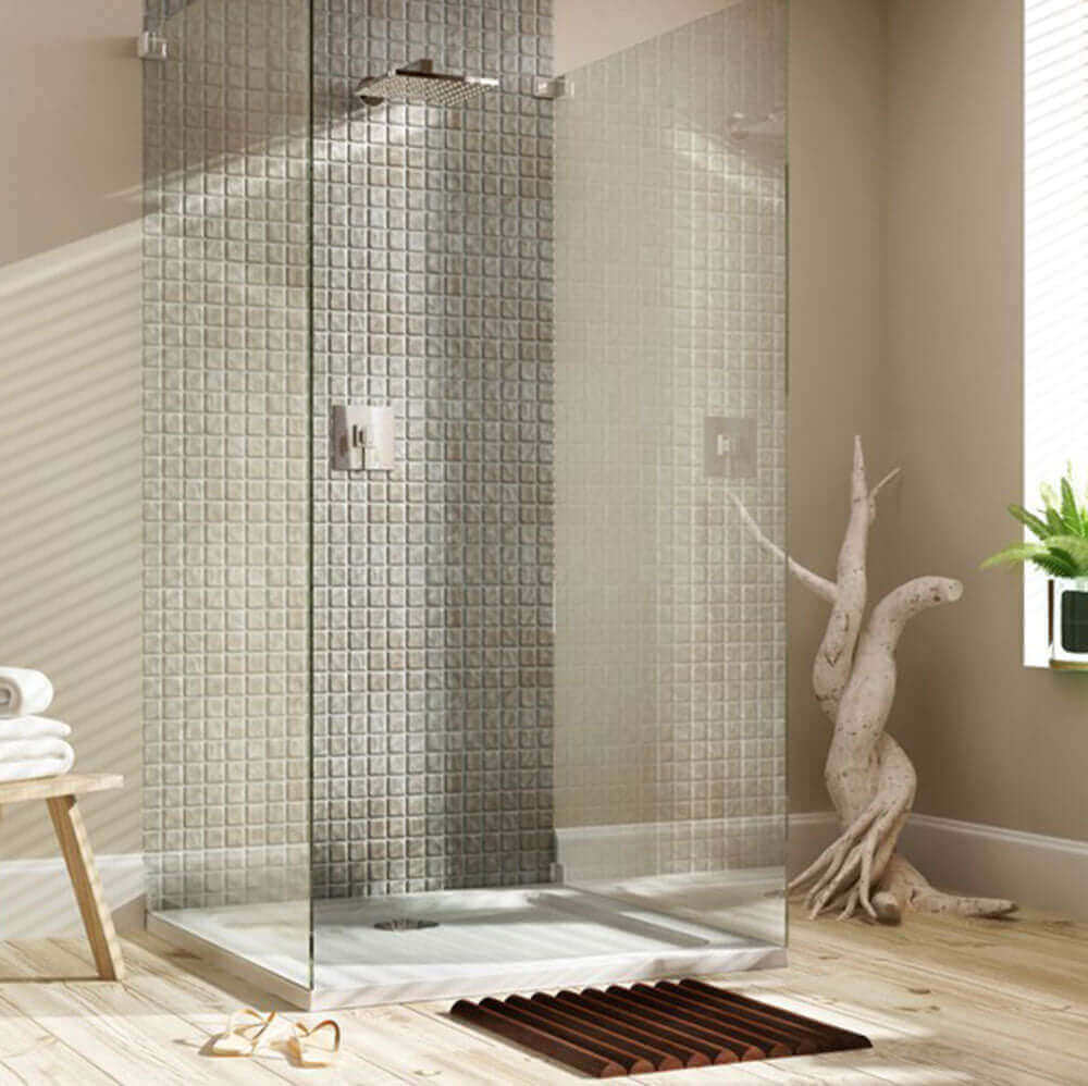 MX White Anti Slip Stone Resin Rectangular Shower Tray 1300 x 700mm ASSS2