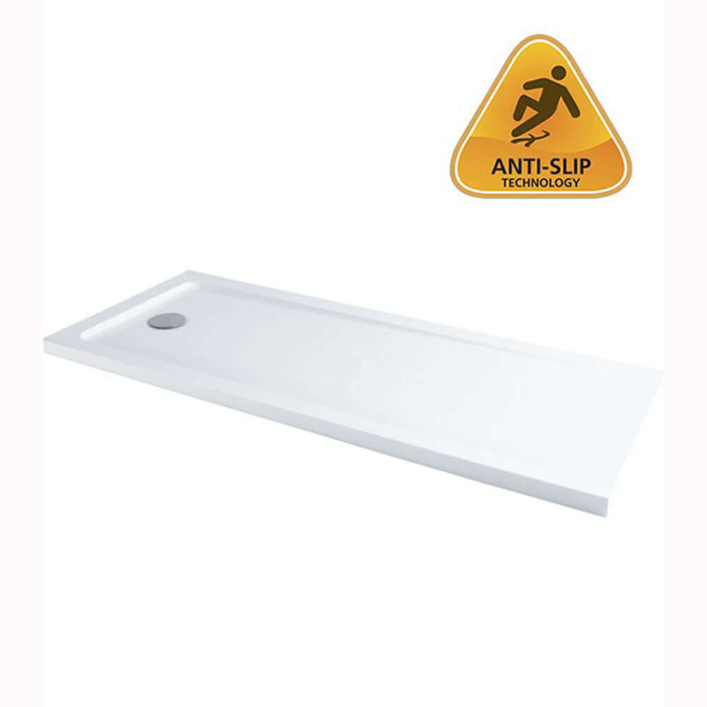 MX White Anti Slip Stone Resin Rectangular Shower Tray 1700 x 700mm ASST2