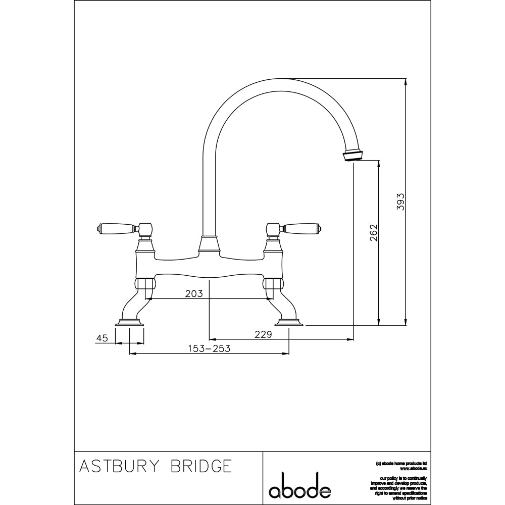 Abode Astbury Chrome Bridge Kitchen Sink Mixer Tap AT3008