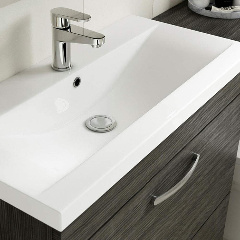 Nuie Athena Natural Oak Wall Hung 500mm Cabinet & Mid-Edge Basin
