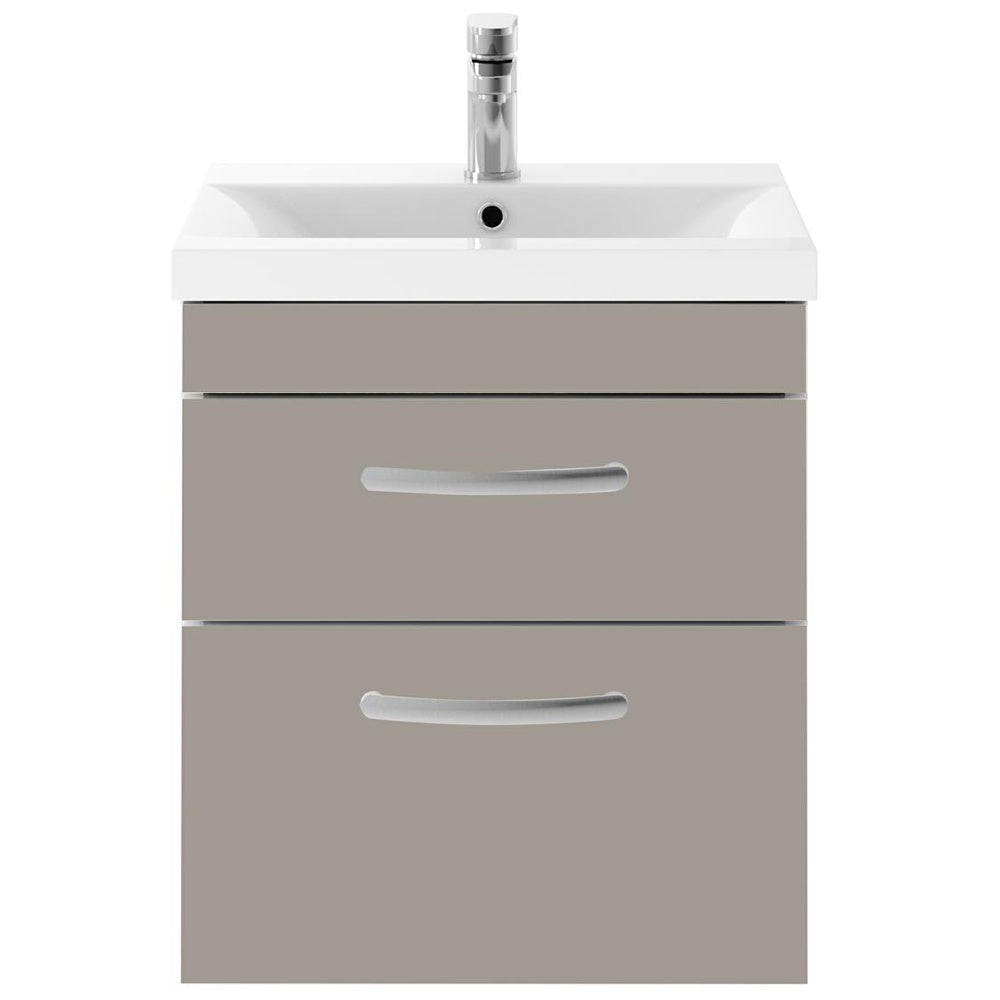 Nuie Athena Stone Grey Wall Hung 500mm Cabinet & Mid-Edge Basin