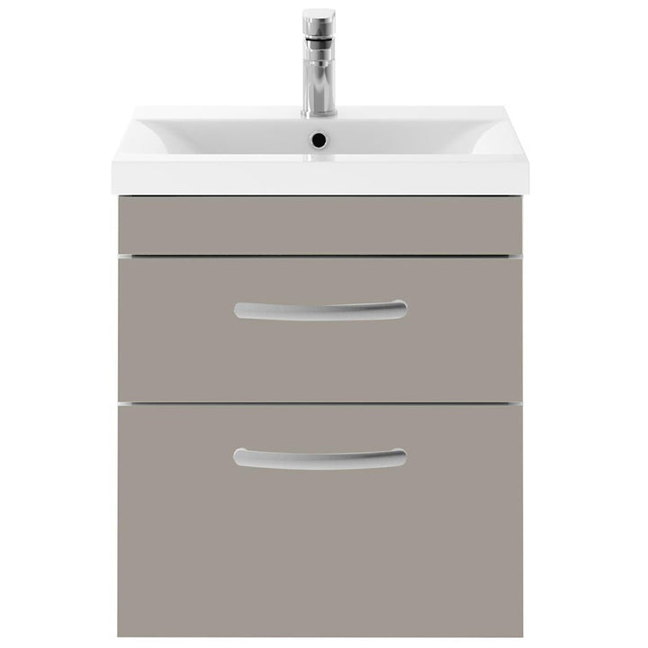 Nuie Athena Stone Grey Wall Hung 500mm Cabinet & Mid-Edge Basin