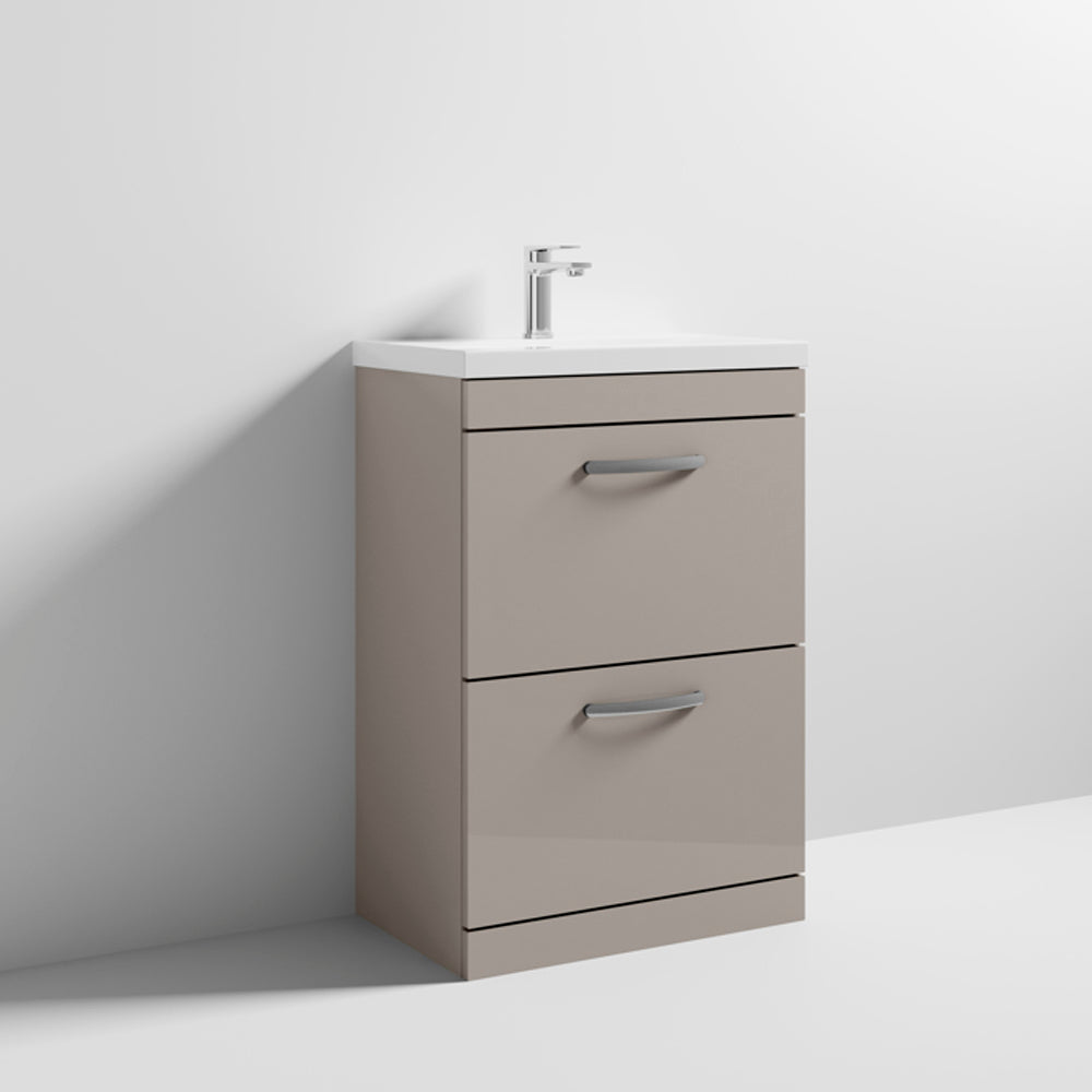 Nuie Athena Stone Grey Floor Standing 600mm Cabinet & Basin 1 - ATH035A