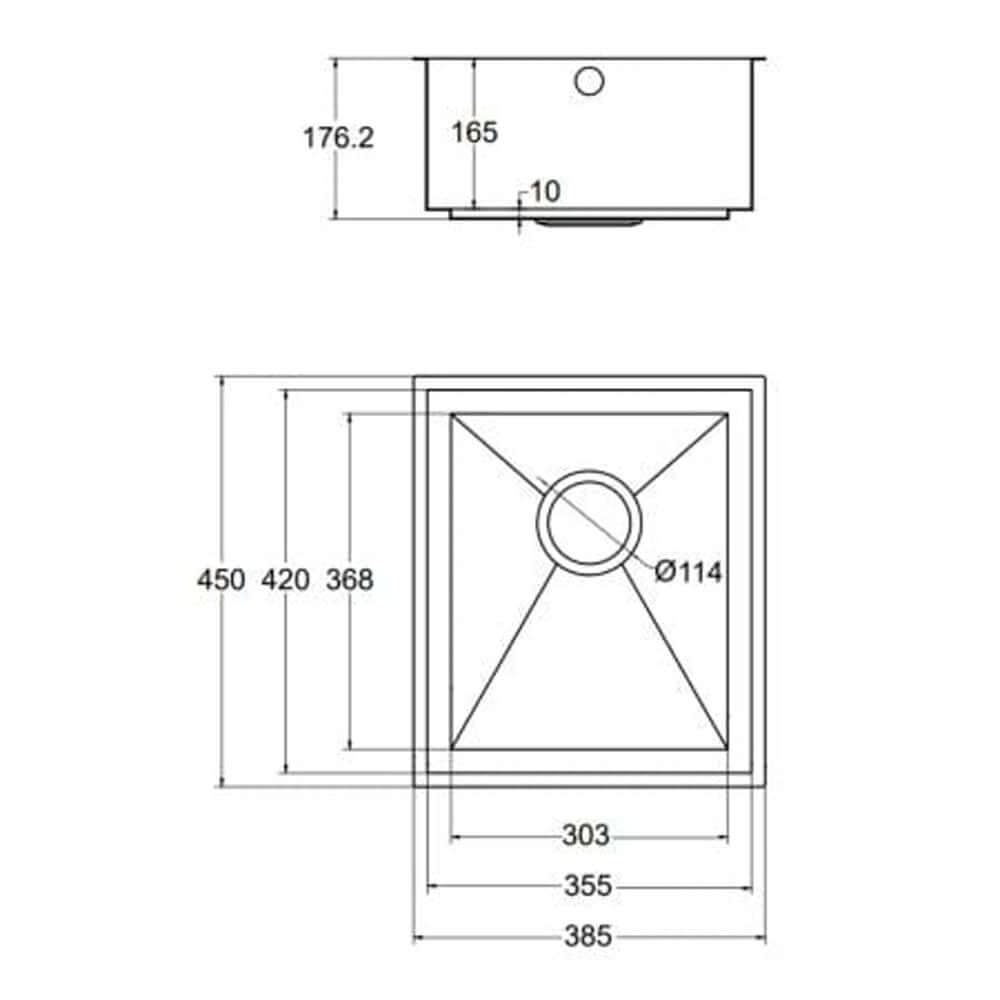 The 1810 Company Axixuno 355U QG 1.0 Bowl Undermount Kitchen Sink & Waste
