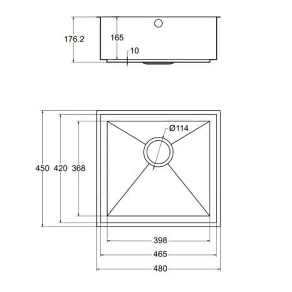 The 1810 Company Axixuno 450U QG 1.0 Bowl Undermount Kitchen Sink & Waste