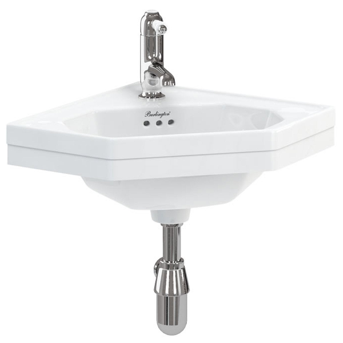Burlington Corner 596x450 White Wall Mounted Cloakroom Basin