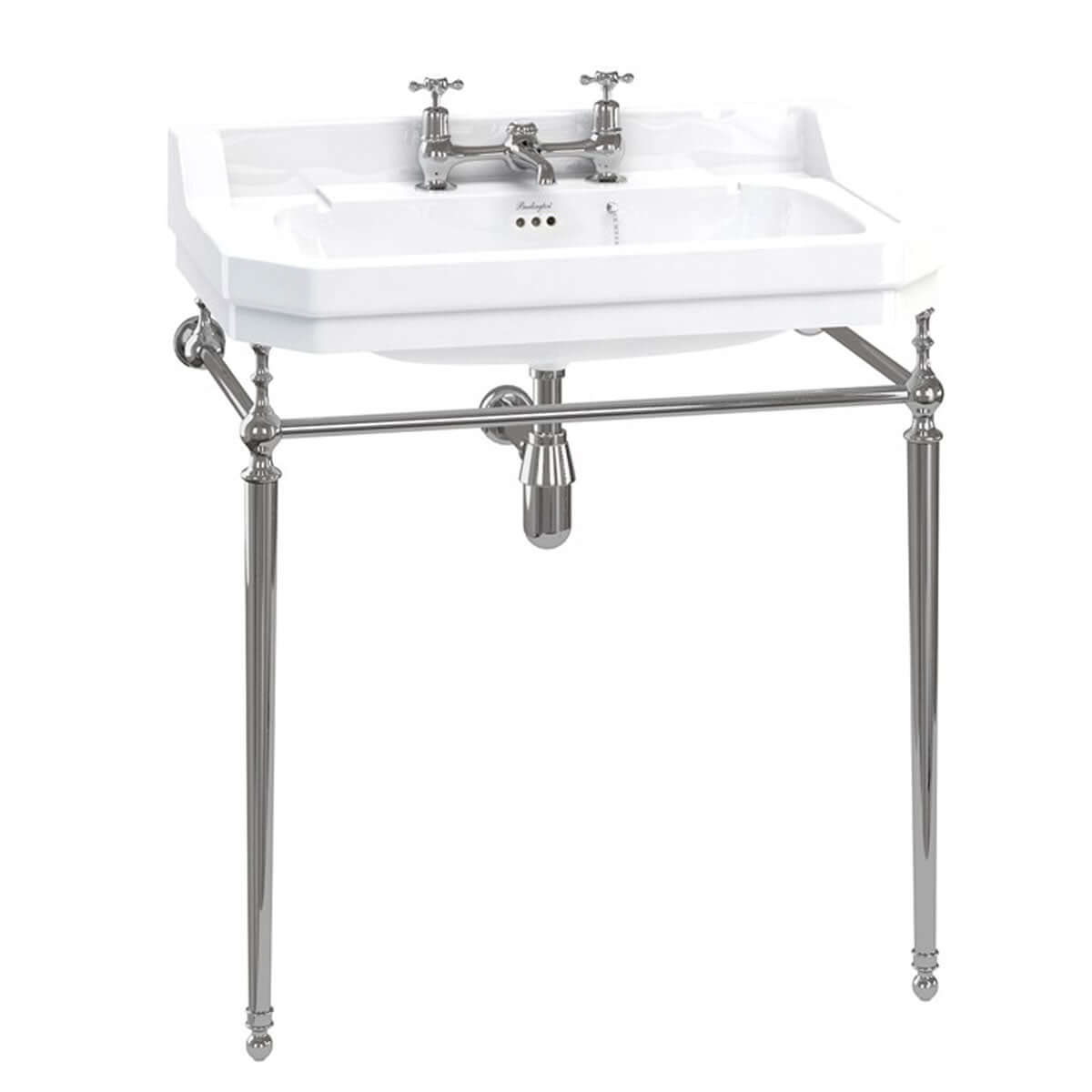 Burlington Edwardian White 800mm Basin with Chrome Basin Stand