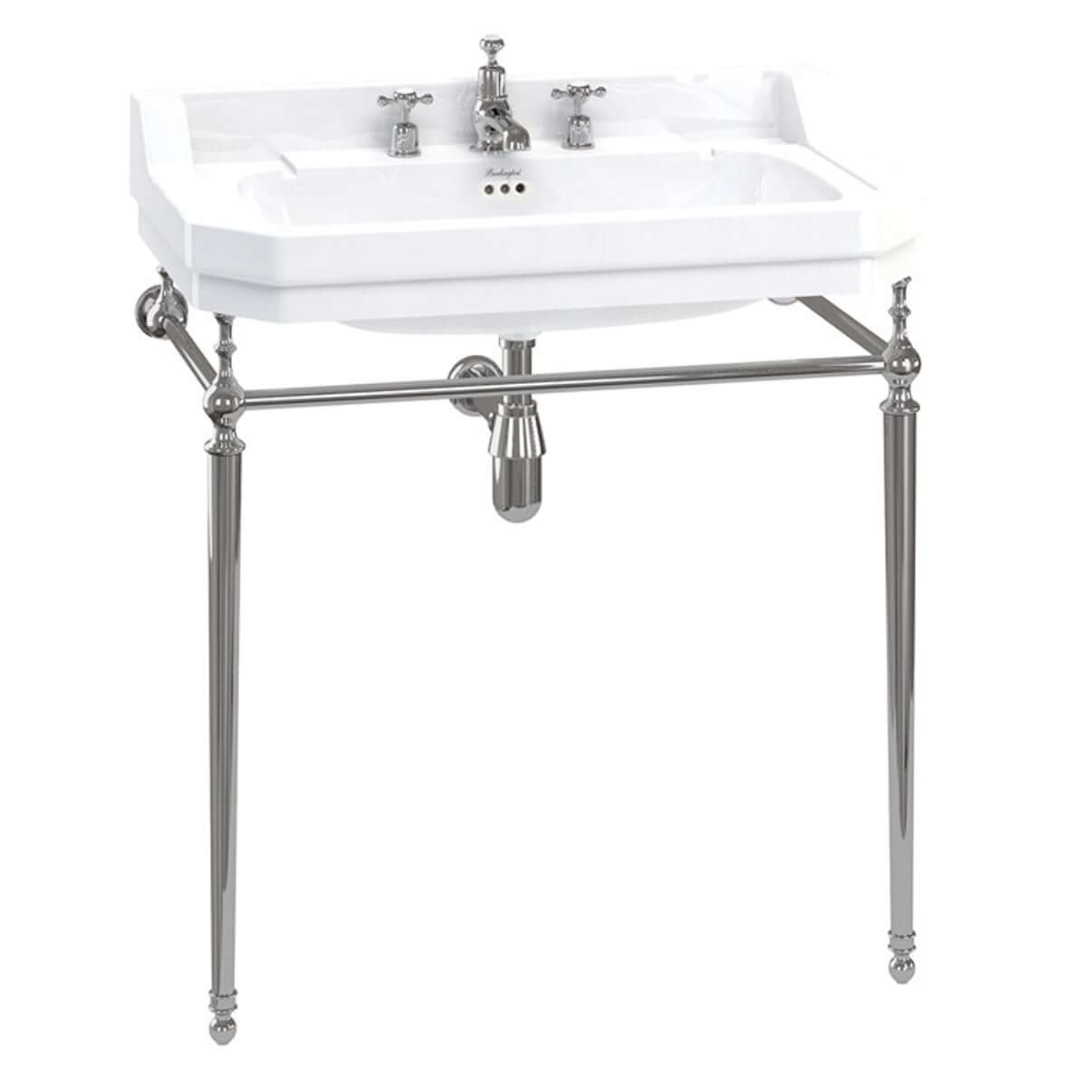Burlington Edwardian White 800mm Basin with Chrome Basin Stand