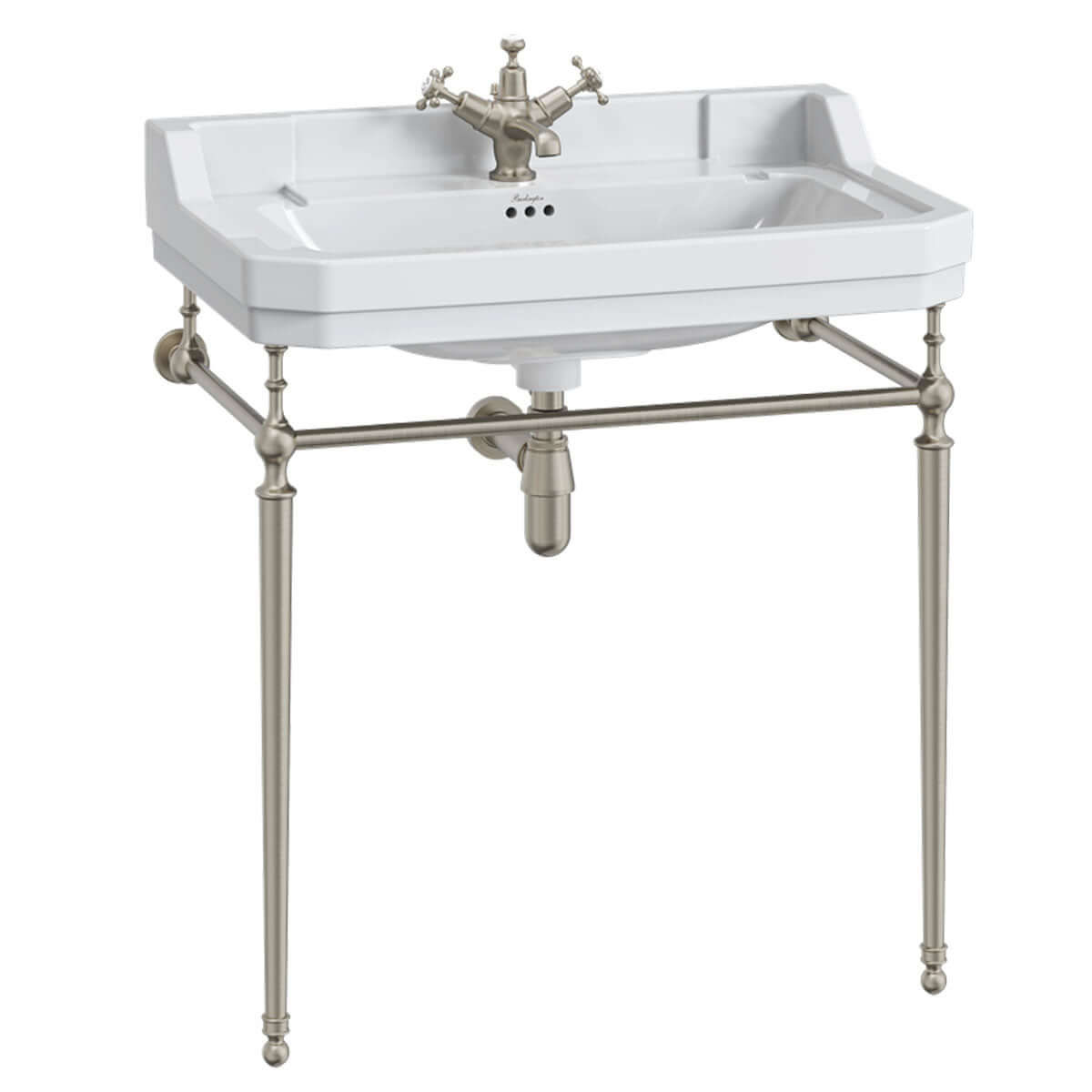 Burlington Edwardian White 800mm Basin with Chrome Basin Stand