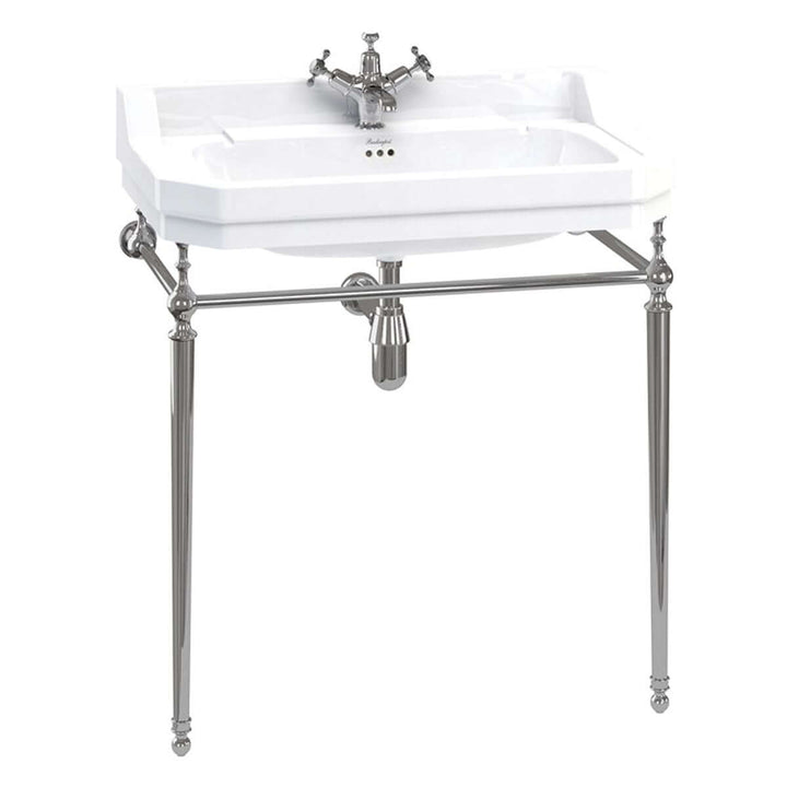 Burlington Edwardian White 800mm Basin with Chrome Basin Stand