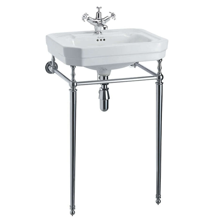 Burlington Victorian White 560mm Basin with Chrome Basin Stand