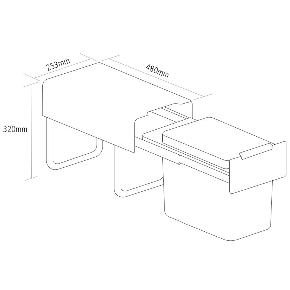 Caple Base Mounted 19L Single Kitchen Waste Bin for 300mm Cabinets