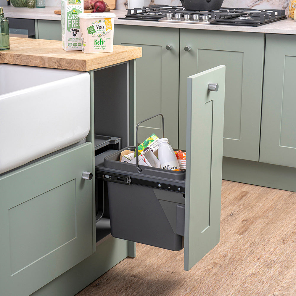 Caple Base Mounted 22L Single KItchen Waste Bin for 300mm Cabinets
