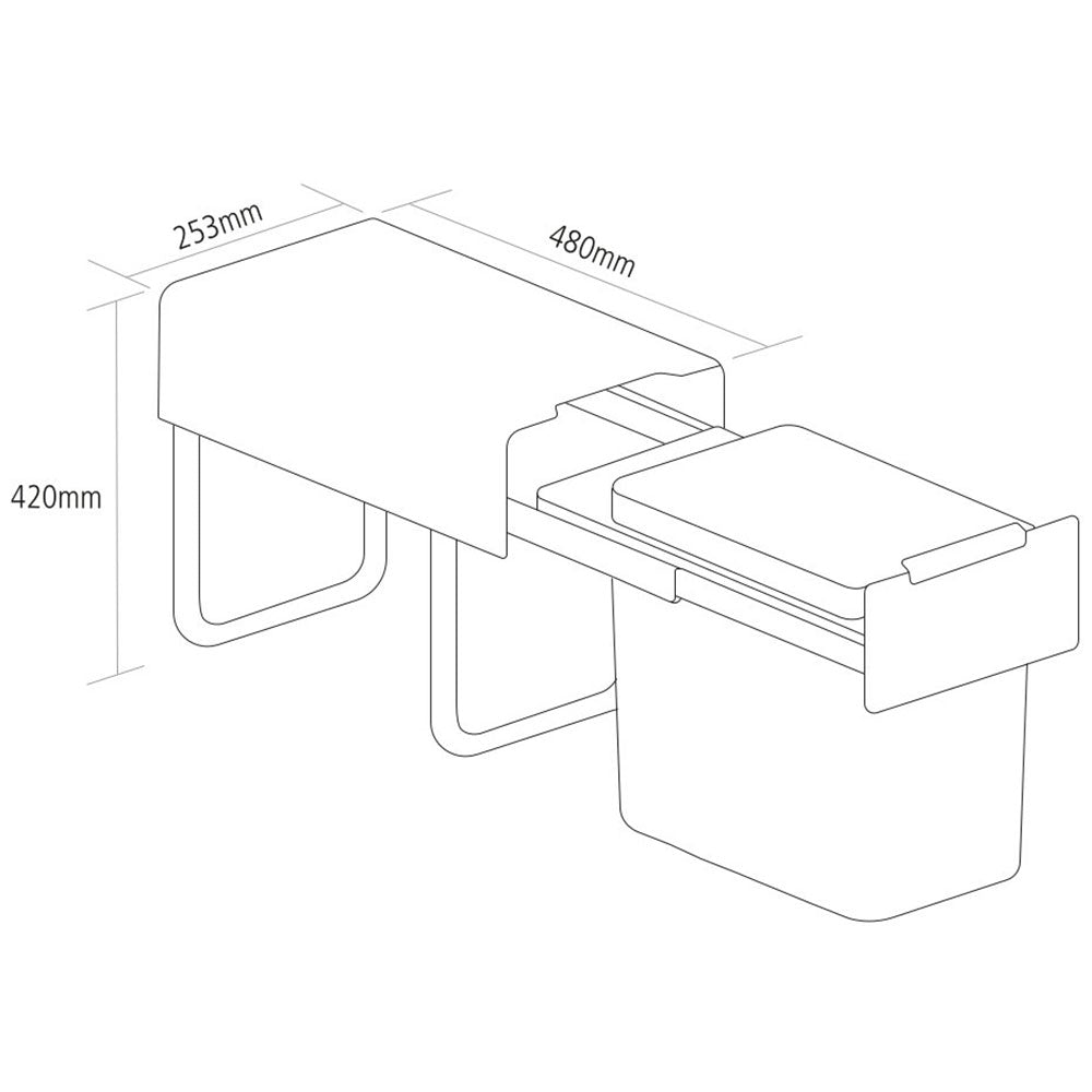 Caple Base Mounted 25L Single Kitchen Waste Bin for 300mm Cabinets