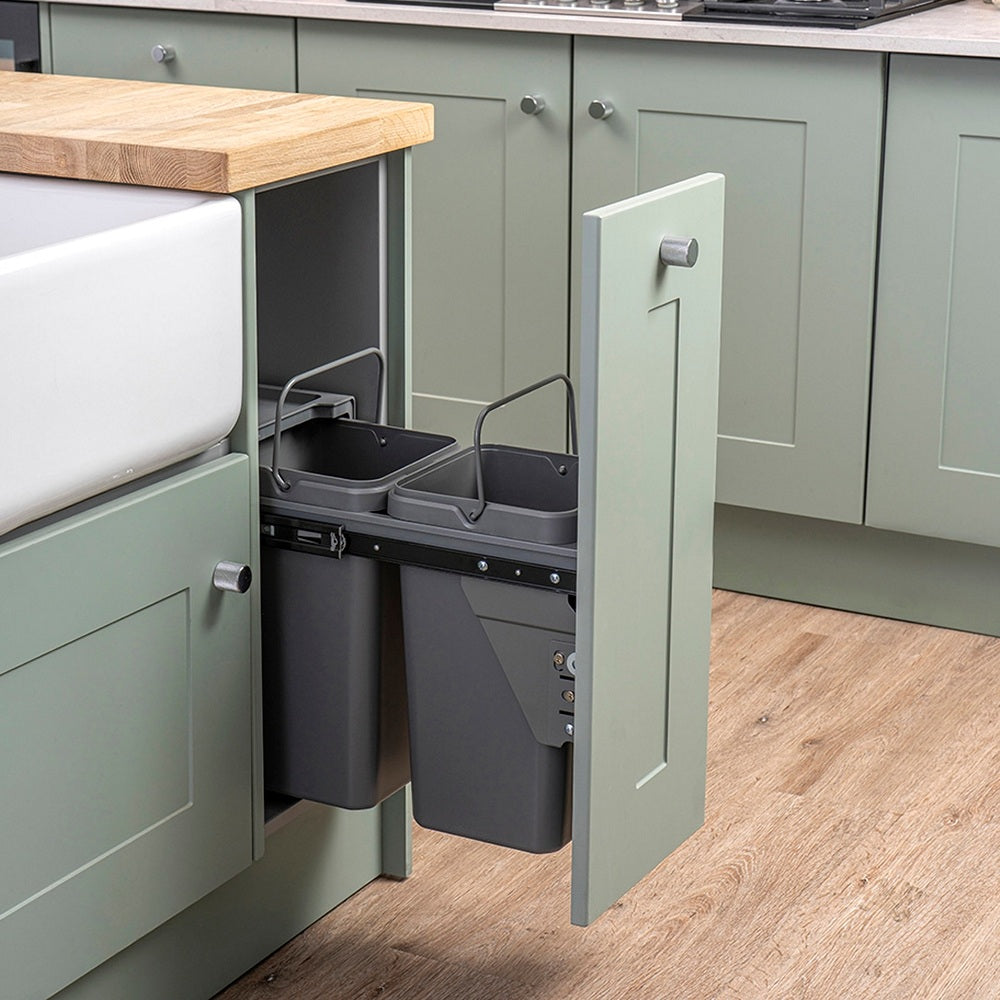 Caple Base Mounted 28L (2x14L) Dual Kitchen Waste Bin for 300mm Cabinets