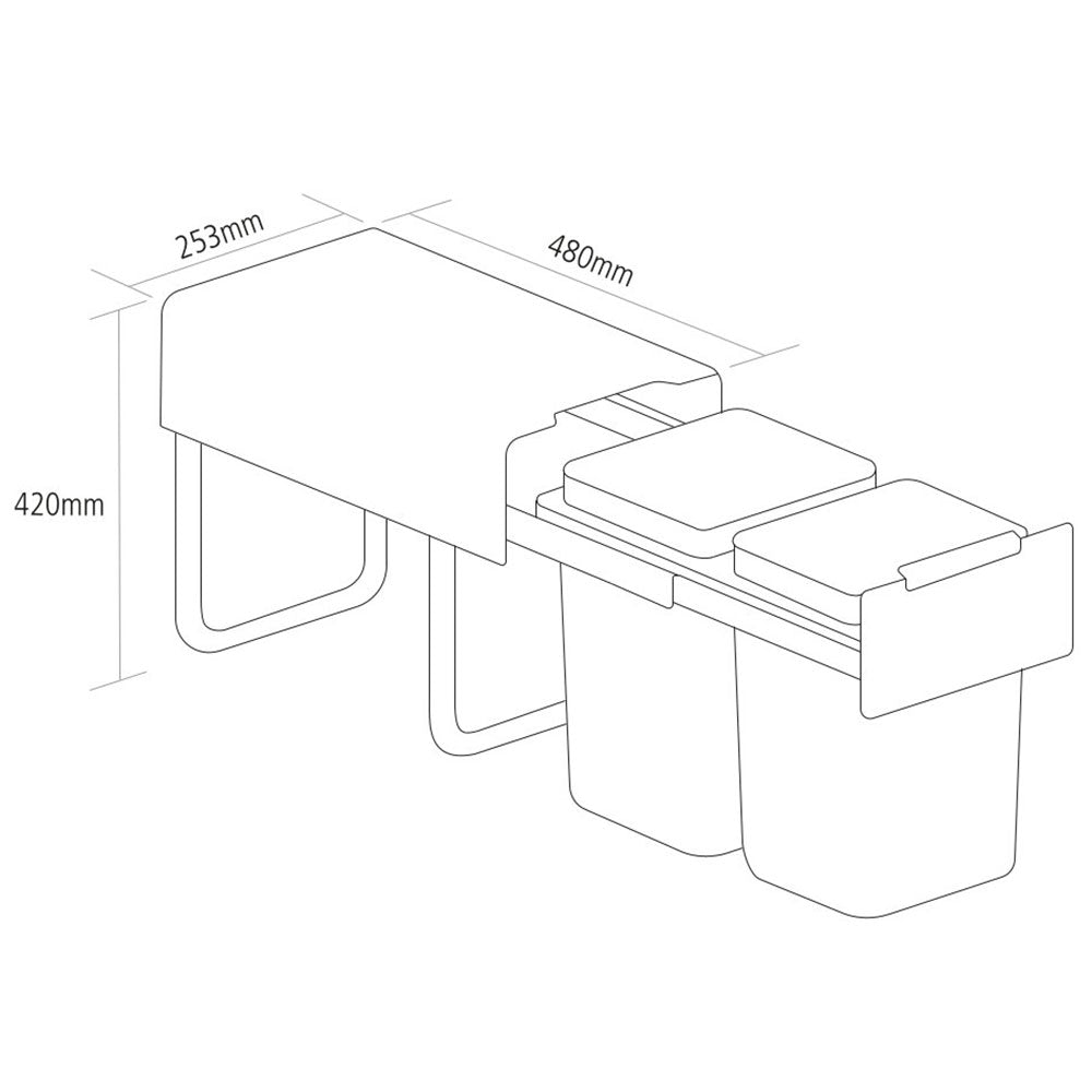 Caple Base Mounted 28L (2x14L) Dual Kitchen Waste Bin for 300mm Cabinets