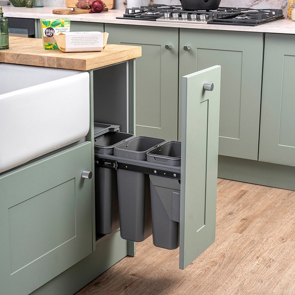 Caple Base Mounted 30L (3x10L) Triple Kitchen Waste Bin for 300mm Cabinets
