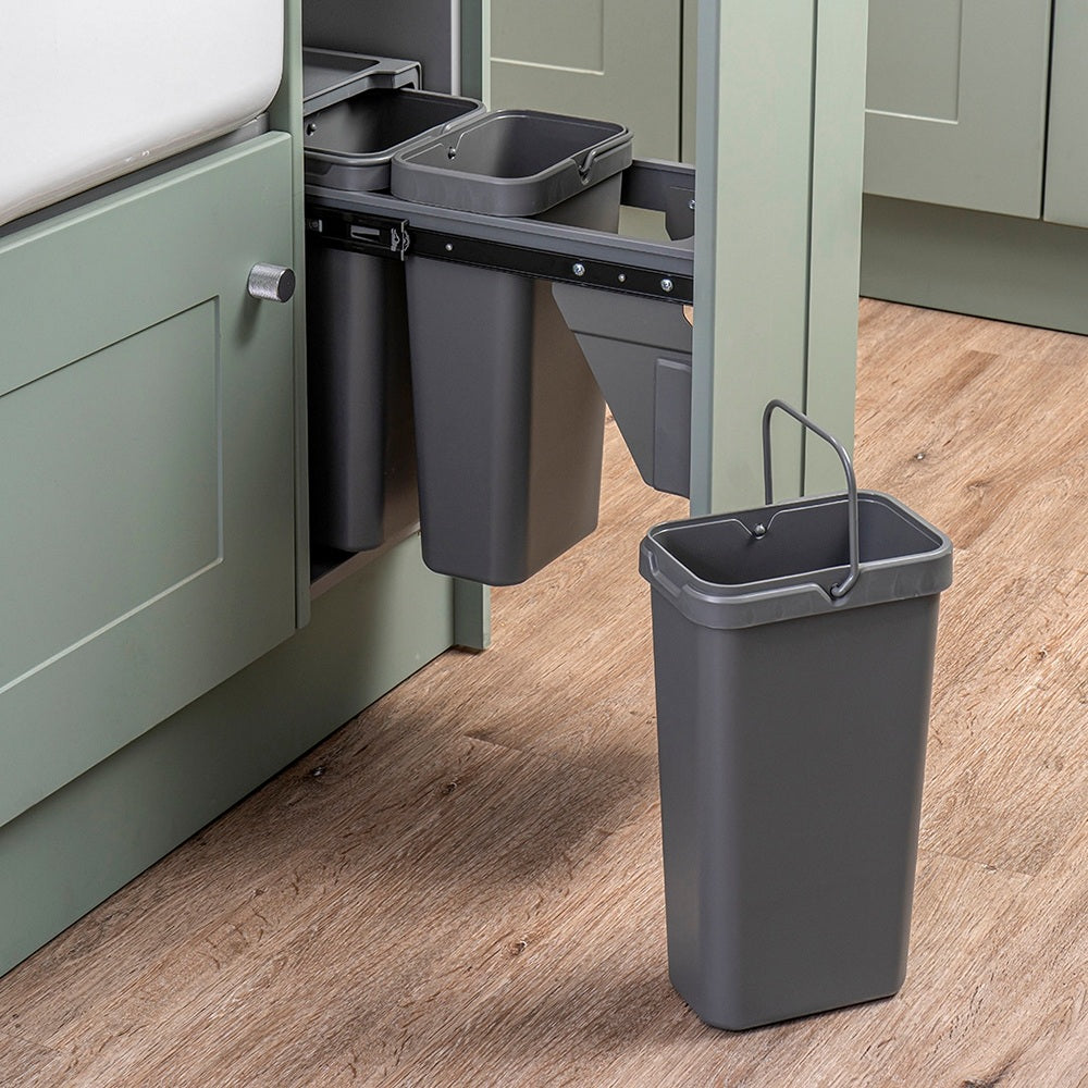 Caple Base Mounted 30L (3x10L) Triple Kitchen Waste Bin for 300mm Cabinets