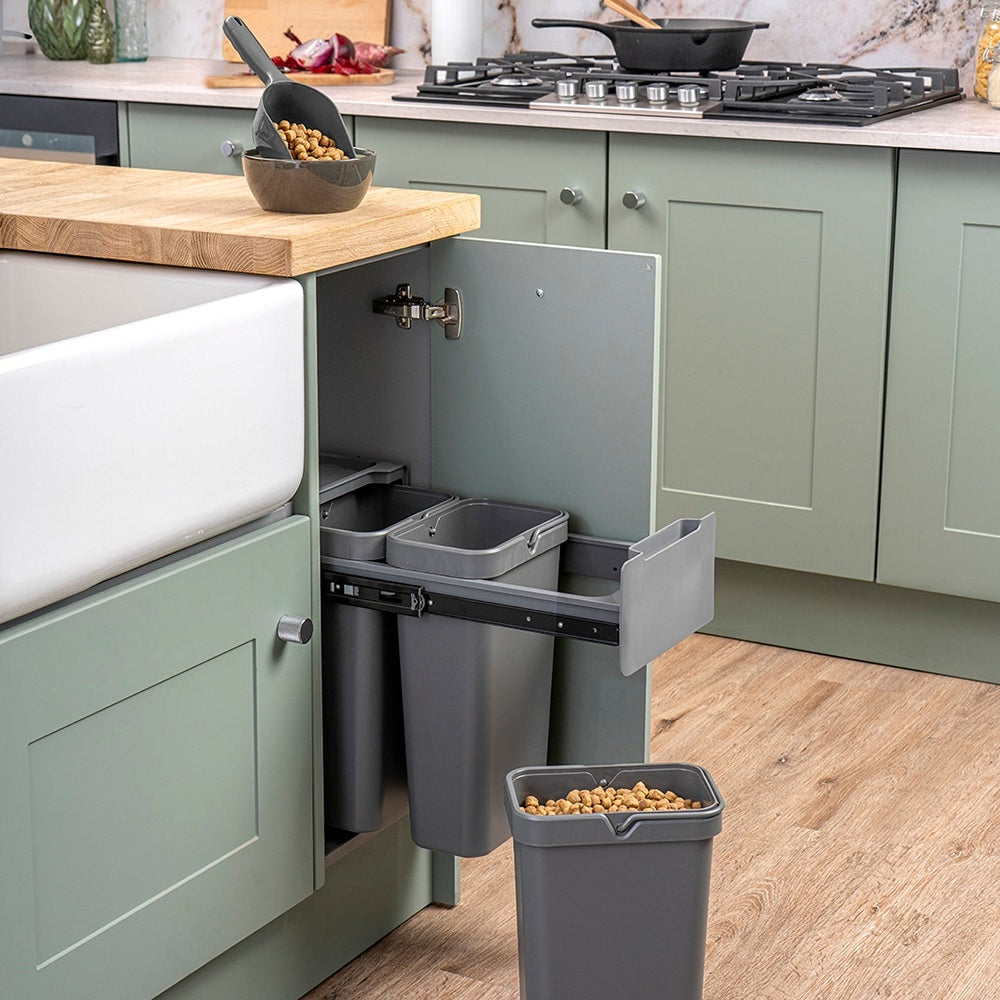 Caple Base Mounted 30L (3x10L) Triple Kitchen Waste Bin for 300mm Cabinets