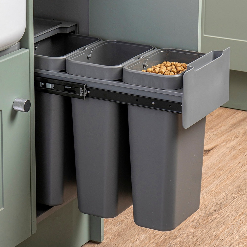 Caple Base Mounted 30L (3x10L) Triple Kitchen Waste Bin for 300mm Cabinets