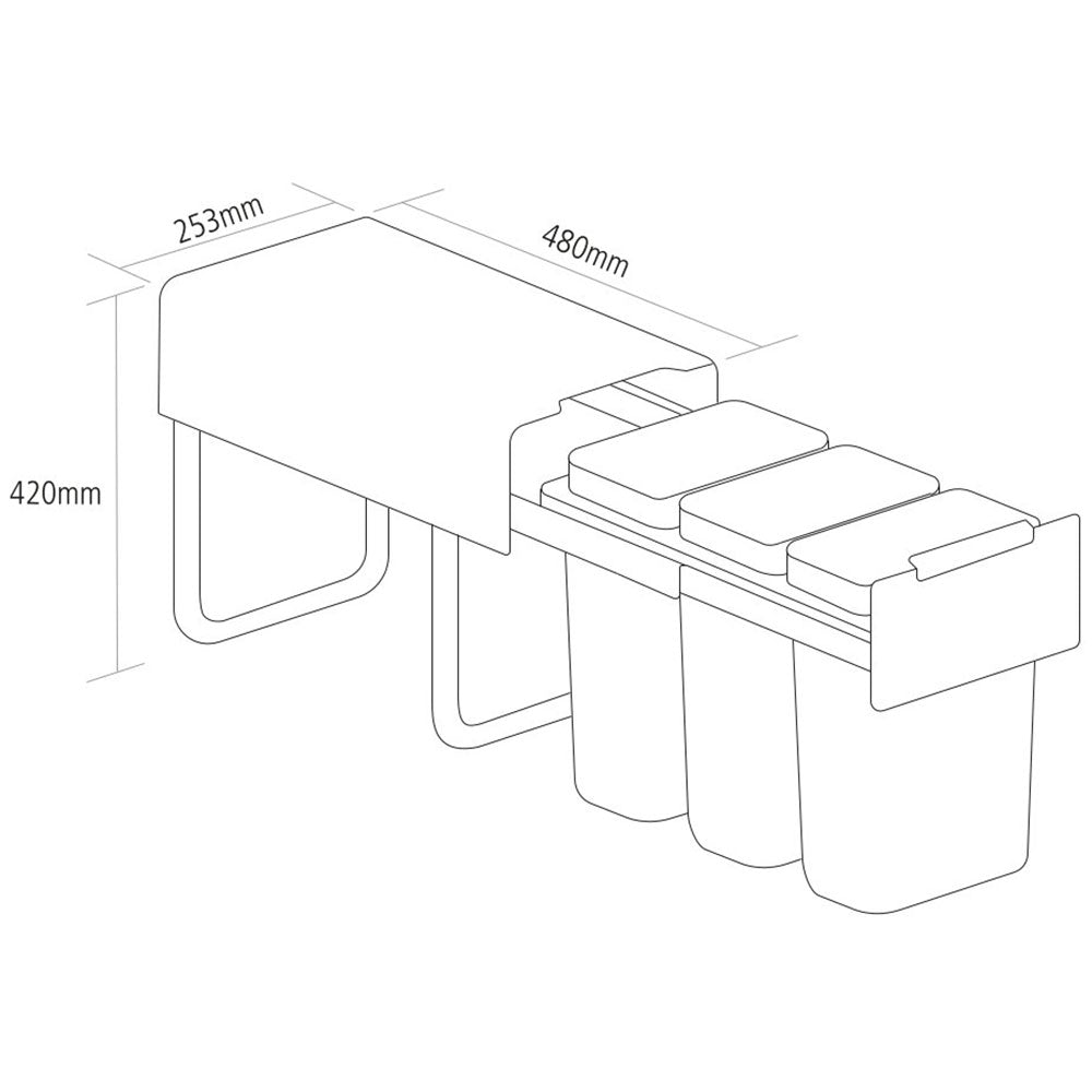 Caple Base Mounted 30L (3x10L) Triple Kitchen Waste Bin for 300mm Cabinets
