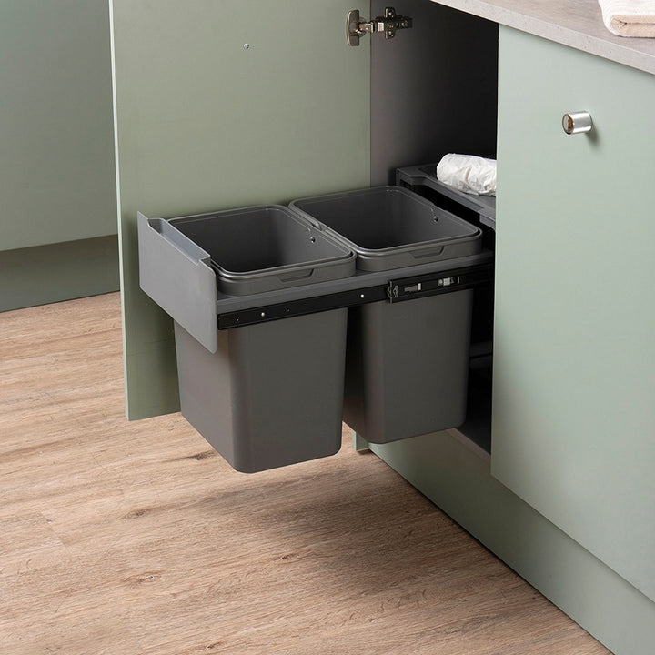 Caple Base Mounted 36L (2x18L) Dual Kitchen Waste Bin For 400mm Cabinets