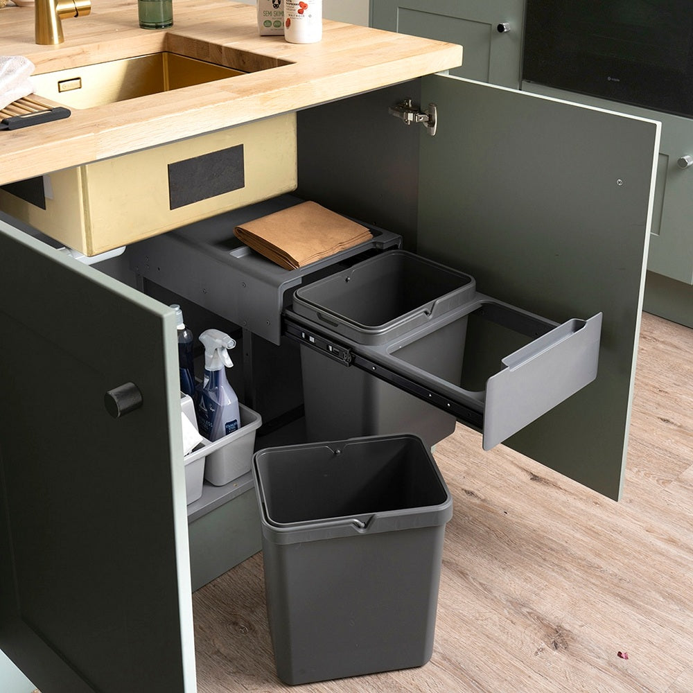 Caple Base Mounted 36L (2x18L) Dual Kitchen Waste Bin For 400mm Cabinets