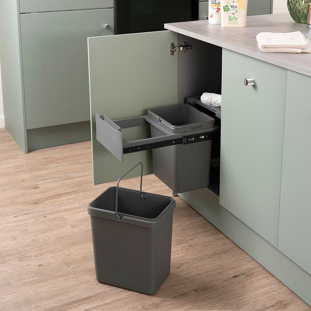 Caple Base Mounted 36L (2x18L) Dual Kitchen Waste Bin For 400mm Cabinets