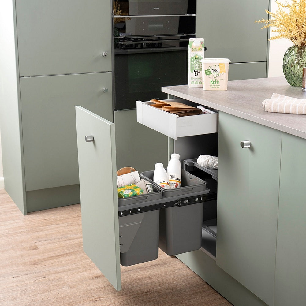 Caple Base Mounted 36L (2x18L) Dual Kitchen Waste Bin For 400mm Cabinets