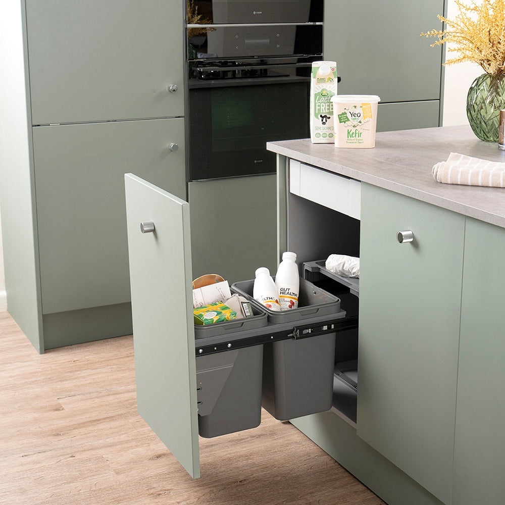 Caple Base Mounted 36L (2x18L) Dual Kitchen Waste Bin For 400mm Cabinets
