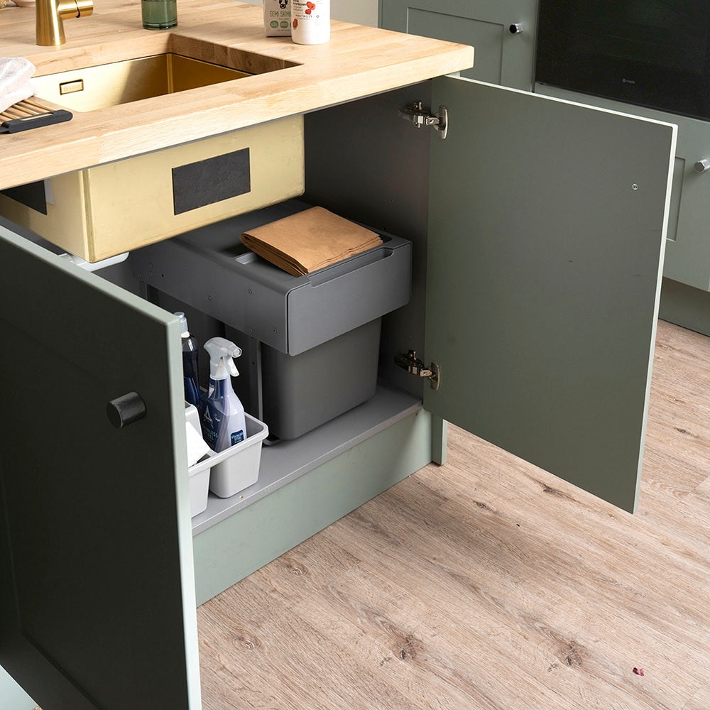 Caple Base Mounted 36L (2x18L) Dual Kitchen Waste Bin For 400mm Cabinets
