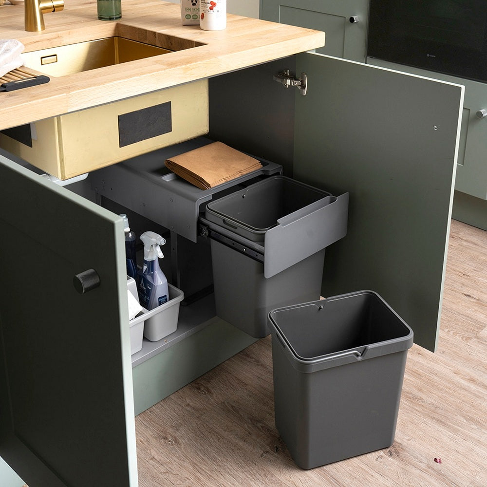 Caple Base Mounted 36L (2x18L) Dual Kitchen Waste Bin For 400mm Cabinets
