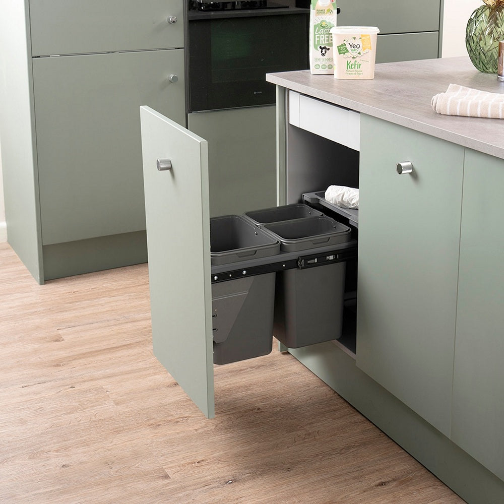 Caple Base Mounted 36L (1x18L 2x9L) Triple Kitchen Waste Bin for 400mm Cabinets
