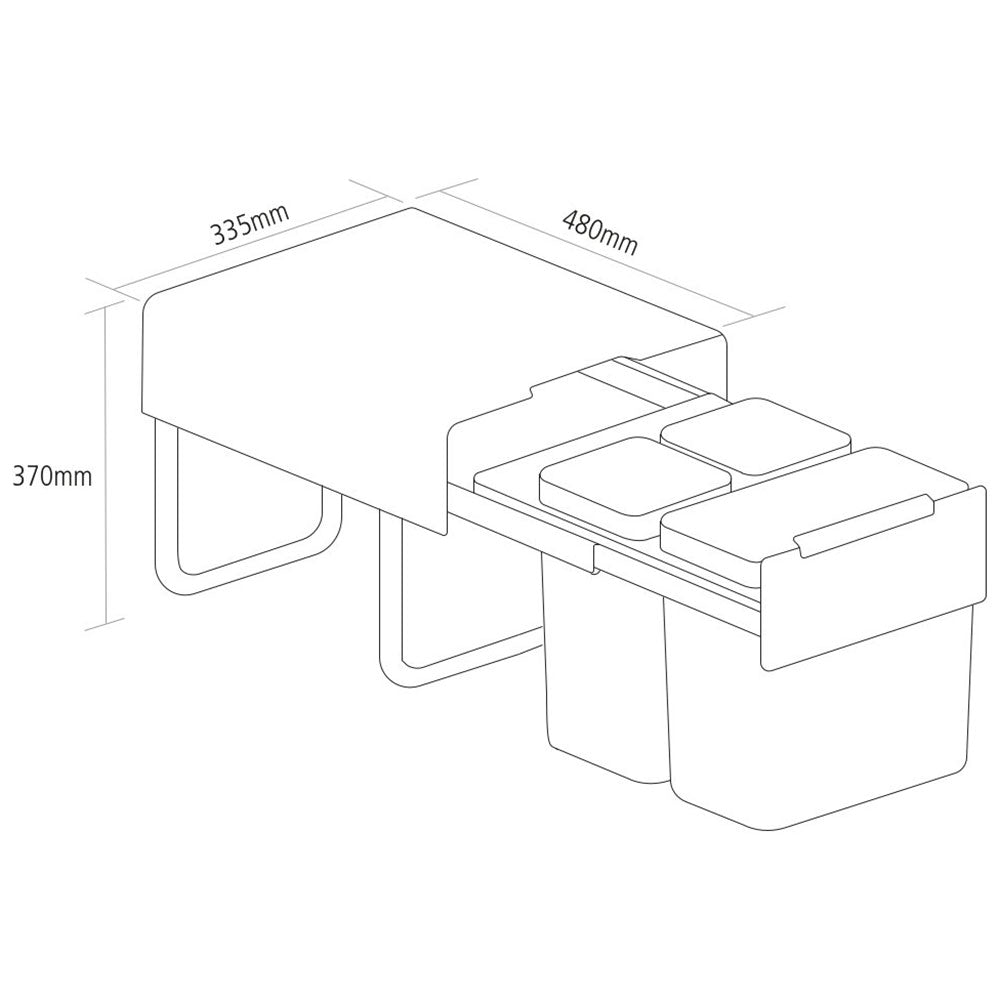 Caple Base Mounted 36L (1x18L 2x9L) Triple Kitchen Waste Bin for 400mm Cabinets