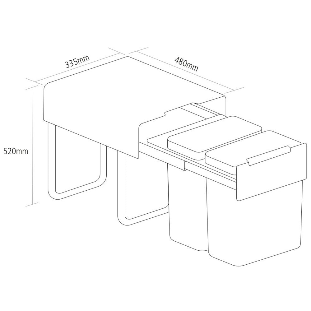 Caple Base Mounted 52L (2x18L) Dual Kitchen Waste Bin for 400mm Cabinets