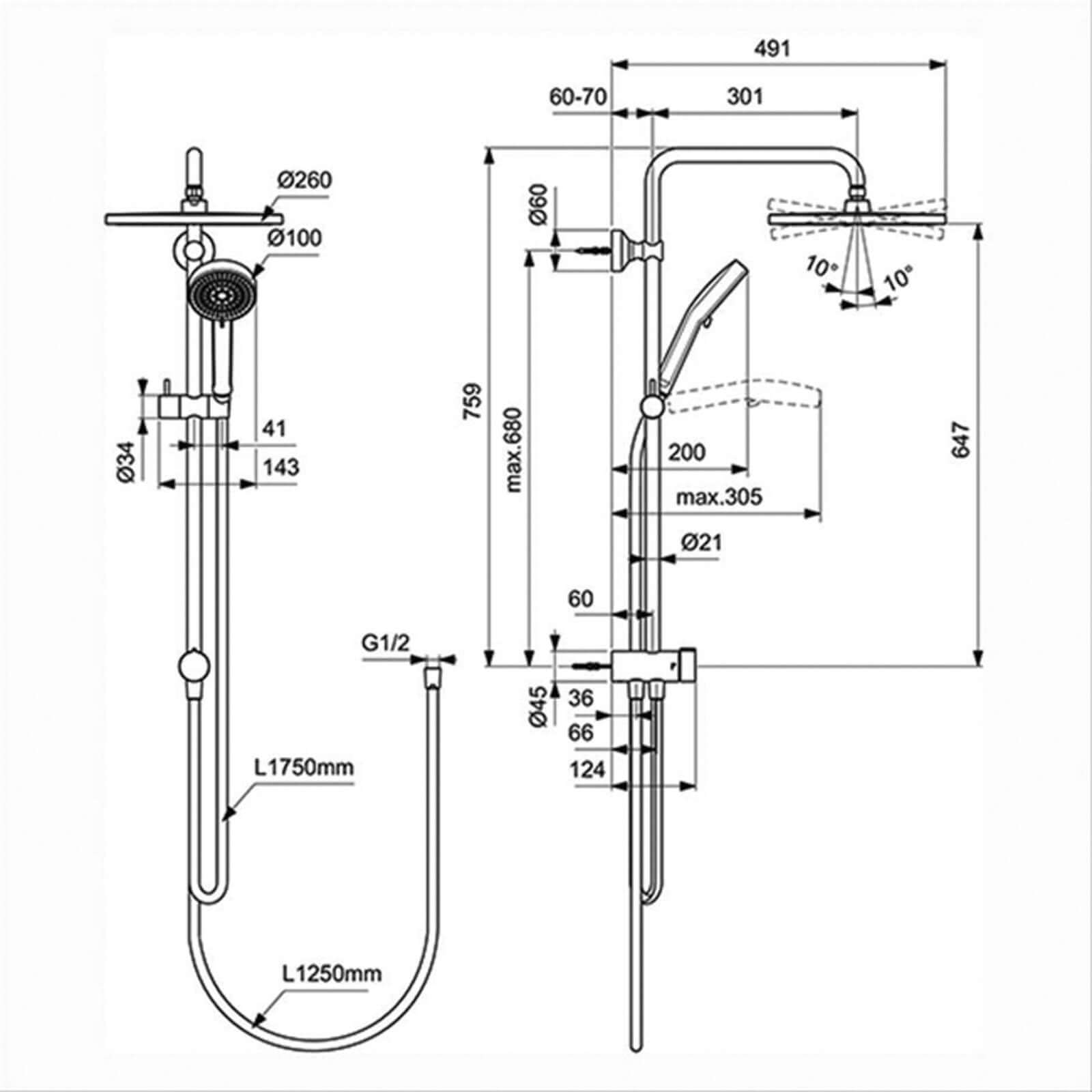 Ideal Standard Ceratherm T25 Chrome Exposed Shower System