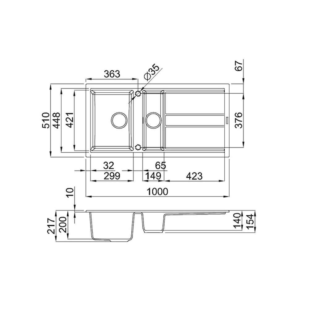 Reginox Best 475 1.5 Bowl Granite Black Kitchen Sink & Waste