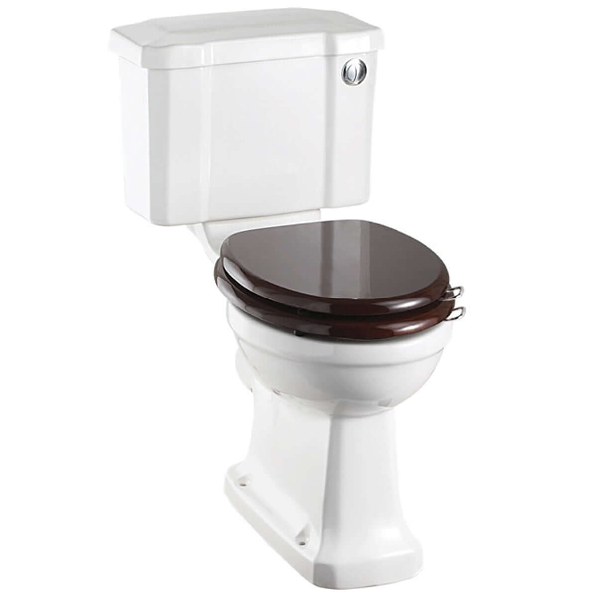 Burlington Regal White Close Coupled WC Toilet Pan with Front Push Button Cistern
