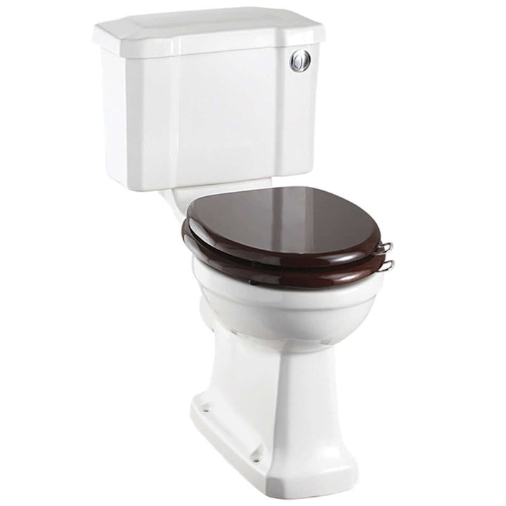 Burlington Regal White Close Coupled WC Toilet Pan with Front Push Button Cistern