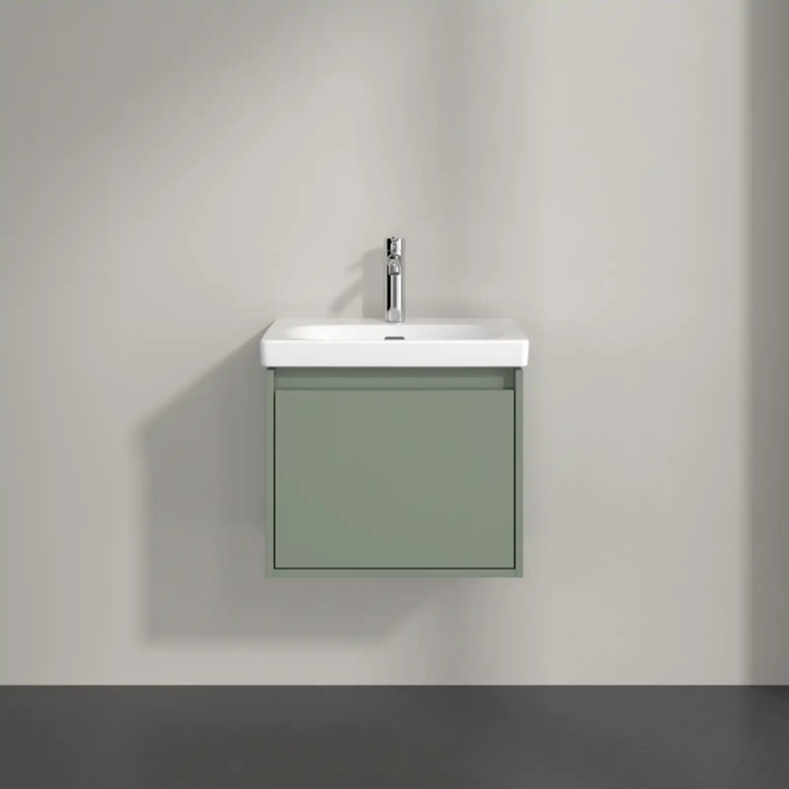 Villeroy & Boch Skyla Soft Green 1 Pull Out Element Vanity Unit & White Alpin Washbasin C78300AF+5A515501