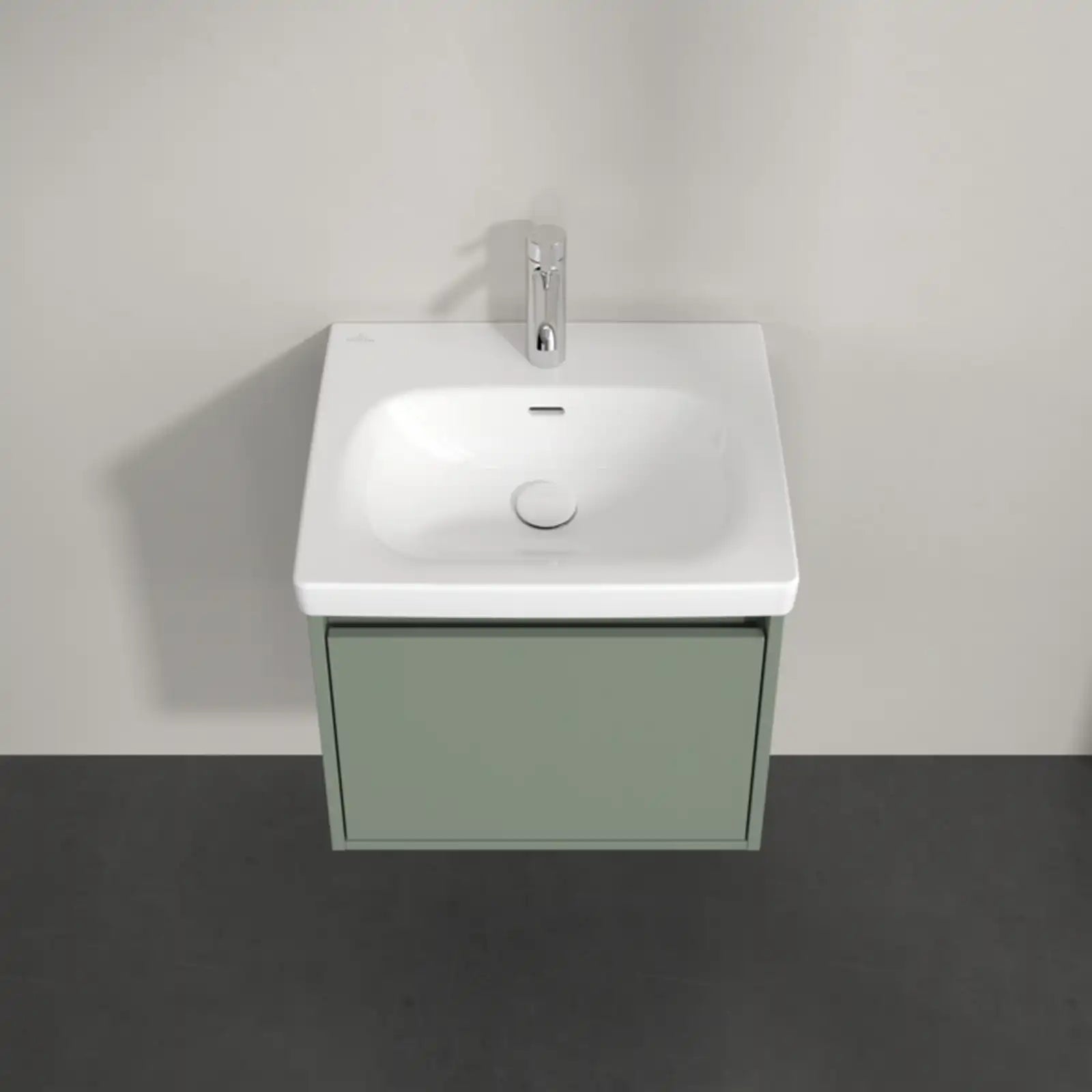 Villeroy & Boch Skyla Soft Green 1 Pull Out Element Vanity Unit & White Alpin Washbasin C78300AF+5A515501