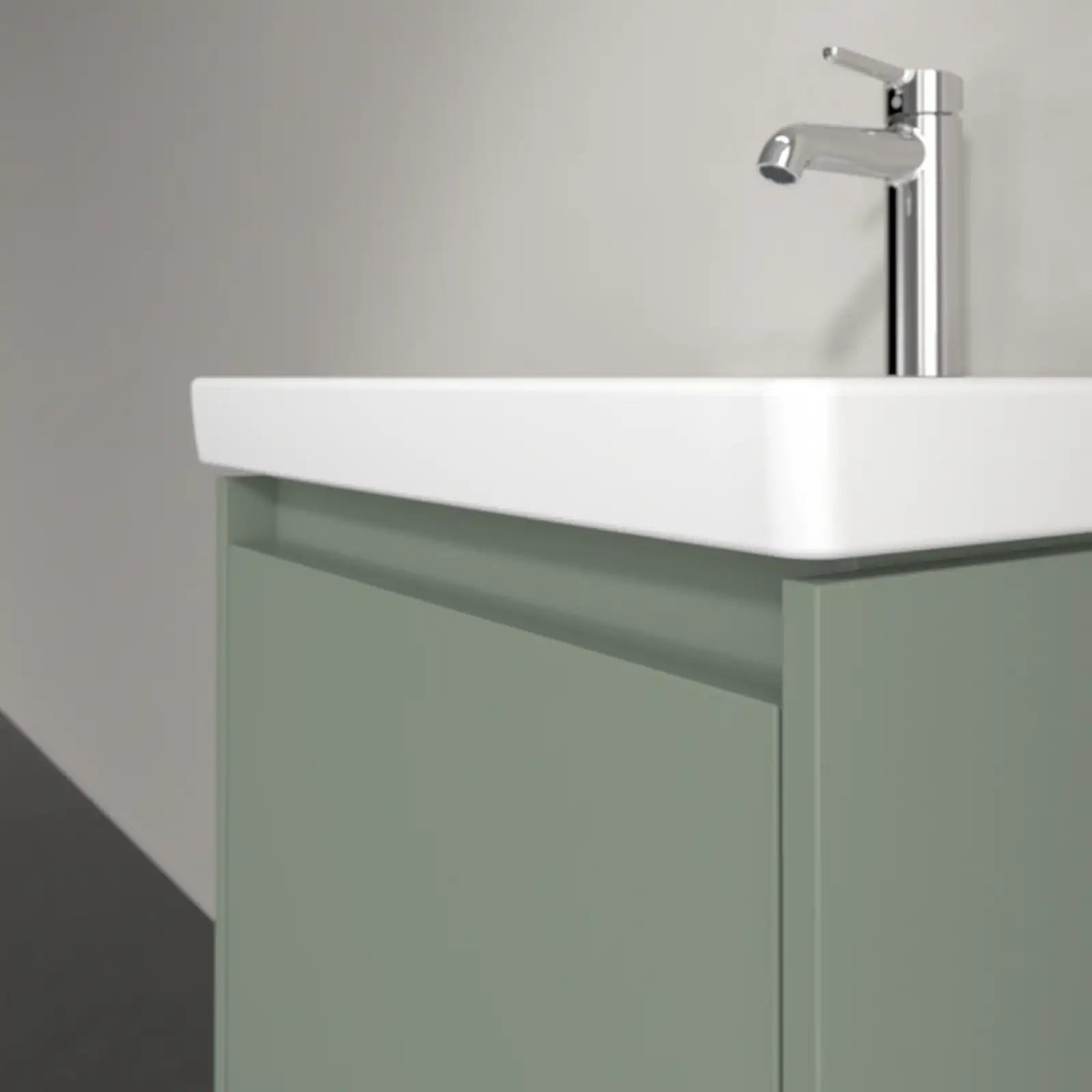 Villeroy & Boch Skyla Soft Green 1 Pull Out Element Vanity Unit & White Alpin Washbasin C78300AF+5A515501