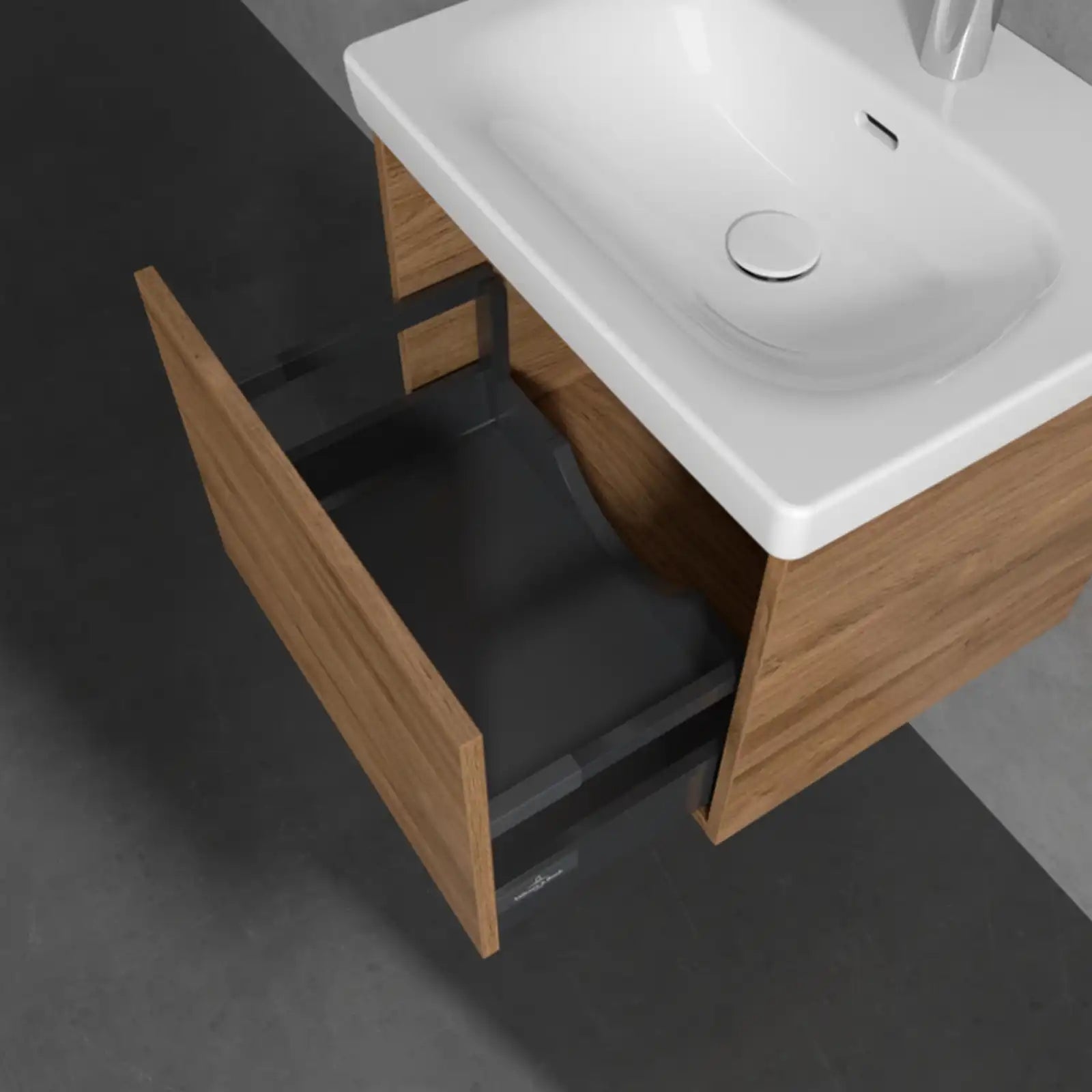 Villeroy & Boch Skyla Oak Kansas 1 Pull Out Element Vanity Unit & White Alpin Washbasin C78300RH+5A515501