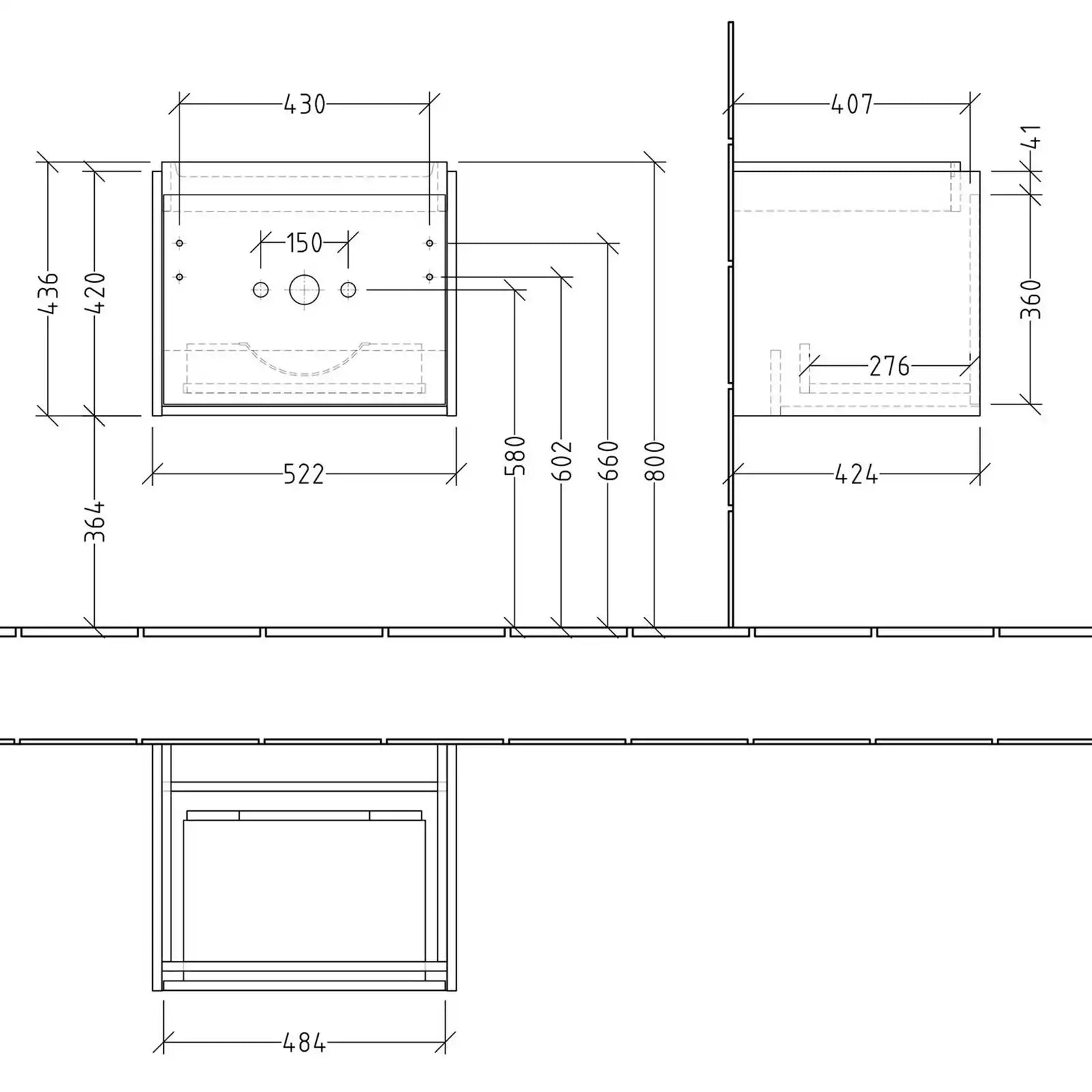 Villeroy & Boch Skyla Brilliant White 1 Pull Out Element Vanity Unit & White Alpin Washbasin C78300VE+5A515501