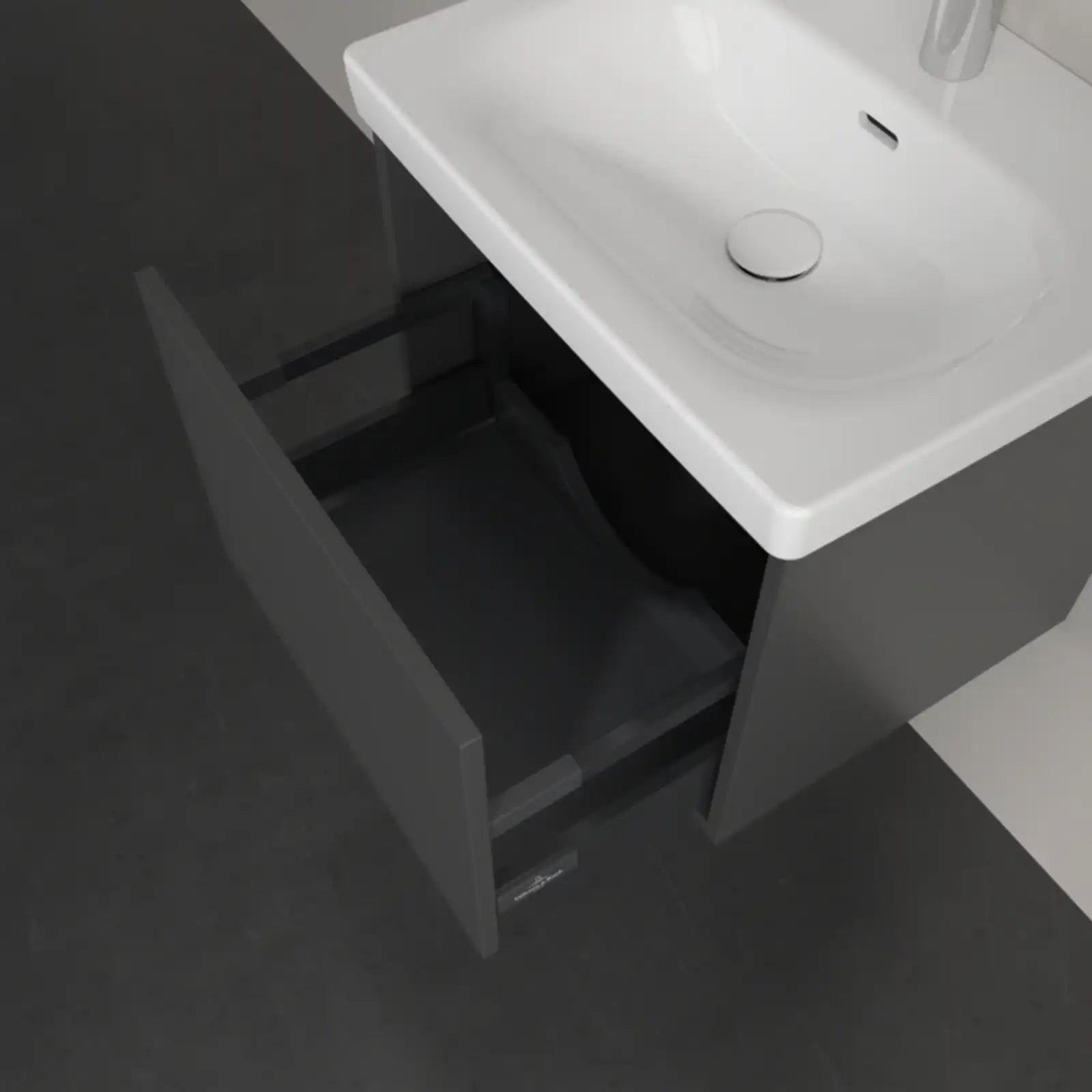 Villeroy & Boch Skyla Graphite 1 Pull Out Element Vanity Unit & White Alpin Washbasin C78300VR+5A515501