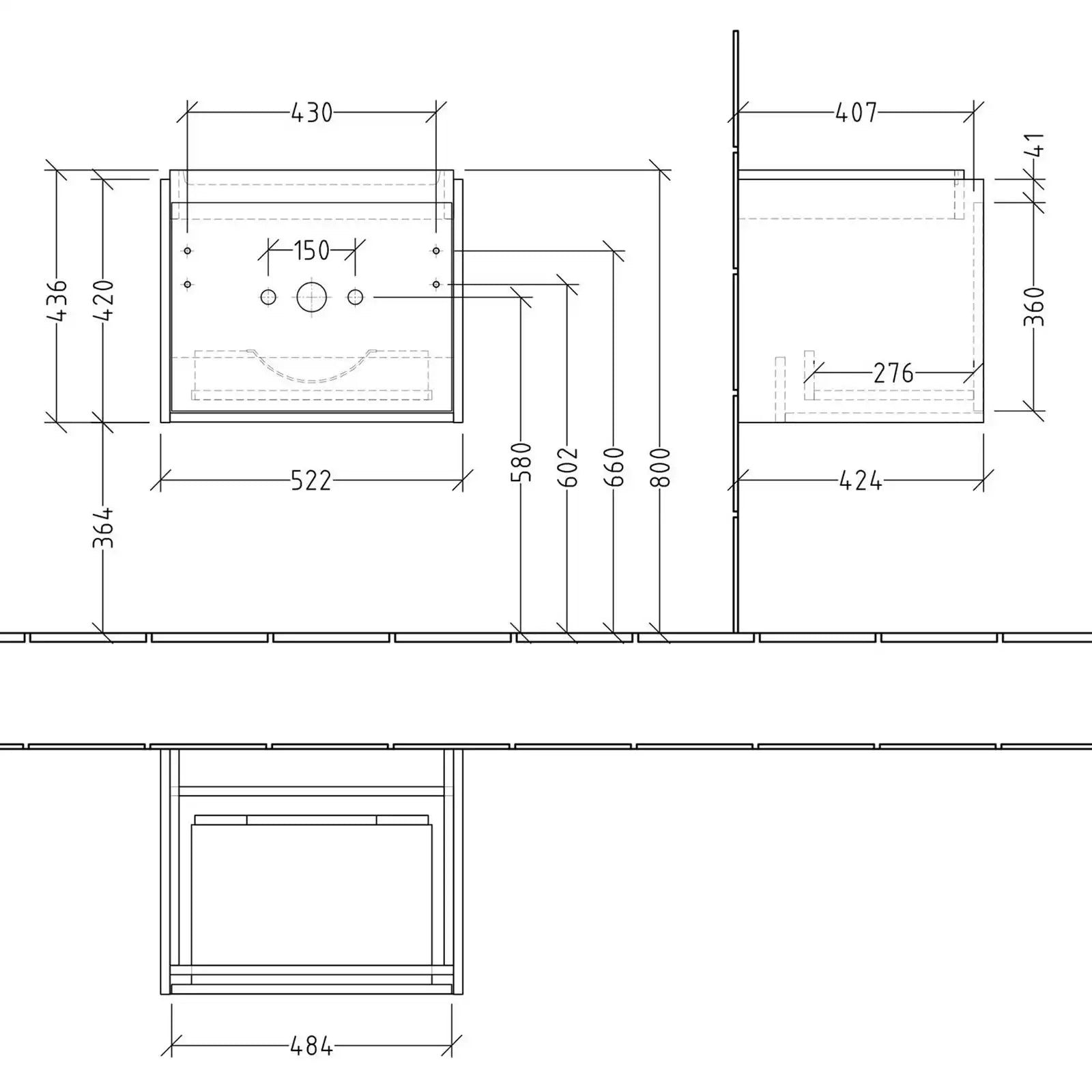 Villeroy & Boch Skyla Graphite 1 Pull Out Element Vanity Unit & White Alpin Washbasin C78300VR+5A515501