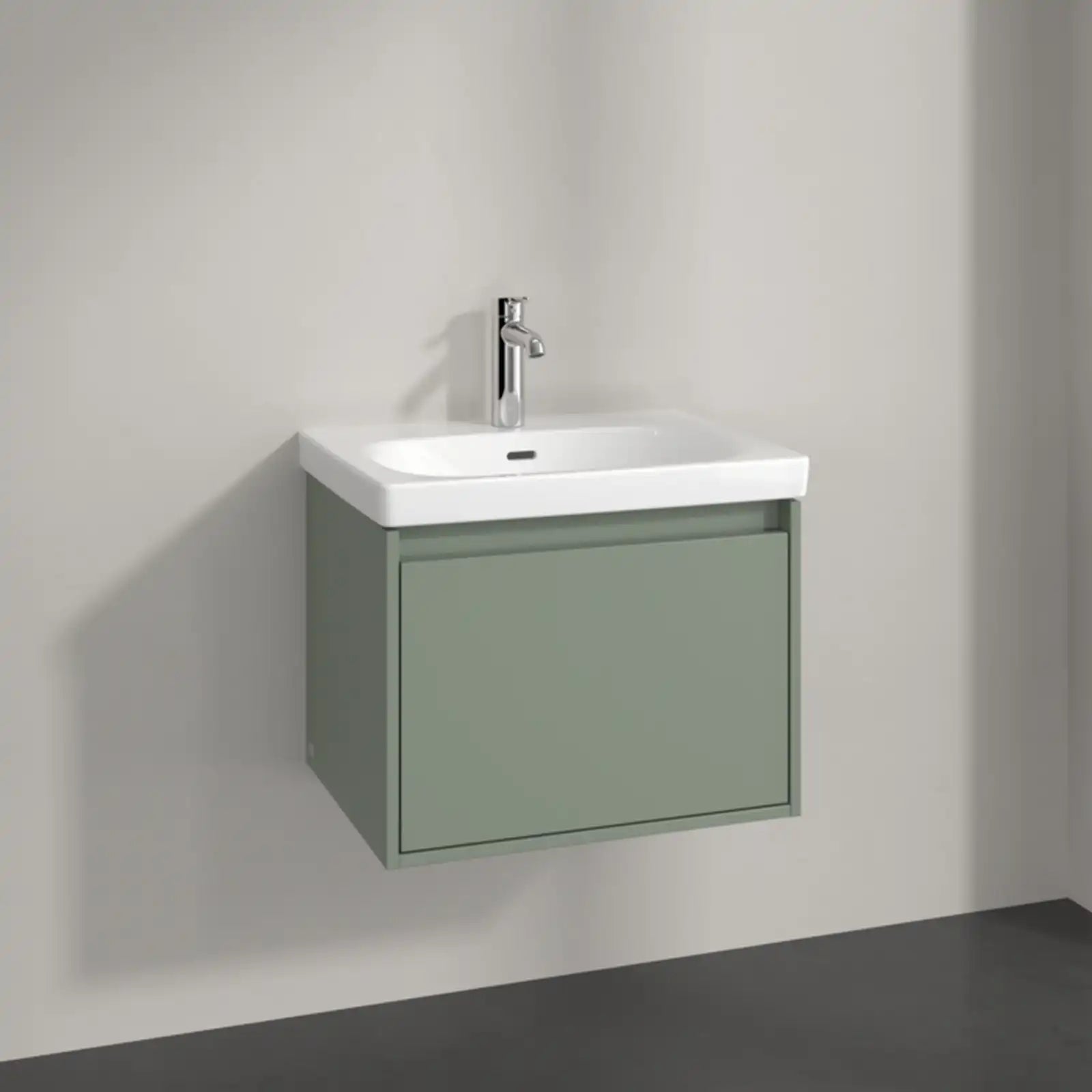 Villeroy & Boch Skyla Soft Green 1 Pull Out Element Vanity Unit & White Alpin Washbasin C78400AF+5A516001