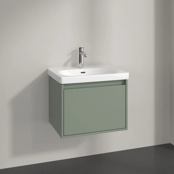 Villeroy & Boch Skyla Soft Green 1 Pull Out Element Vanity Unit & White Alpin Washbasin C78400AF+5A516001