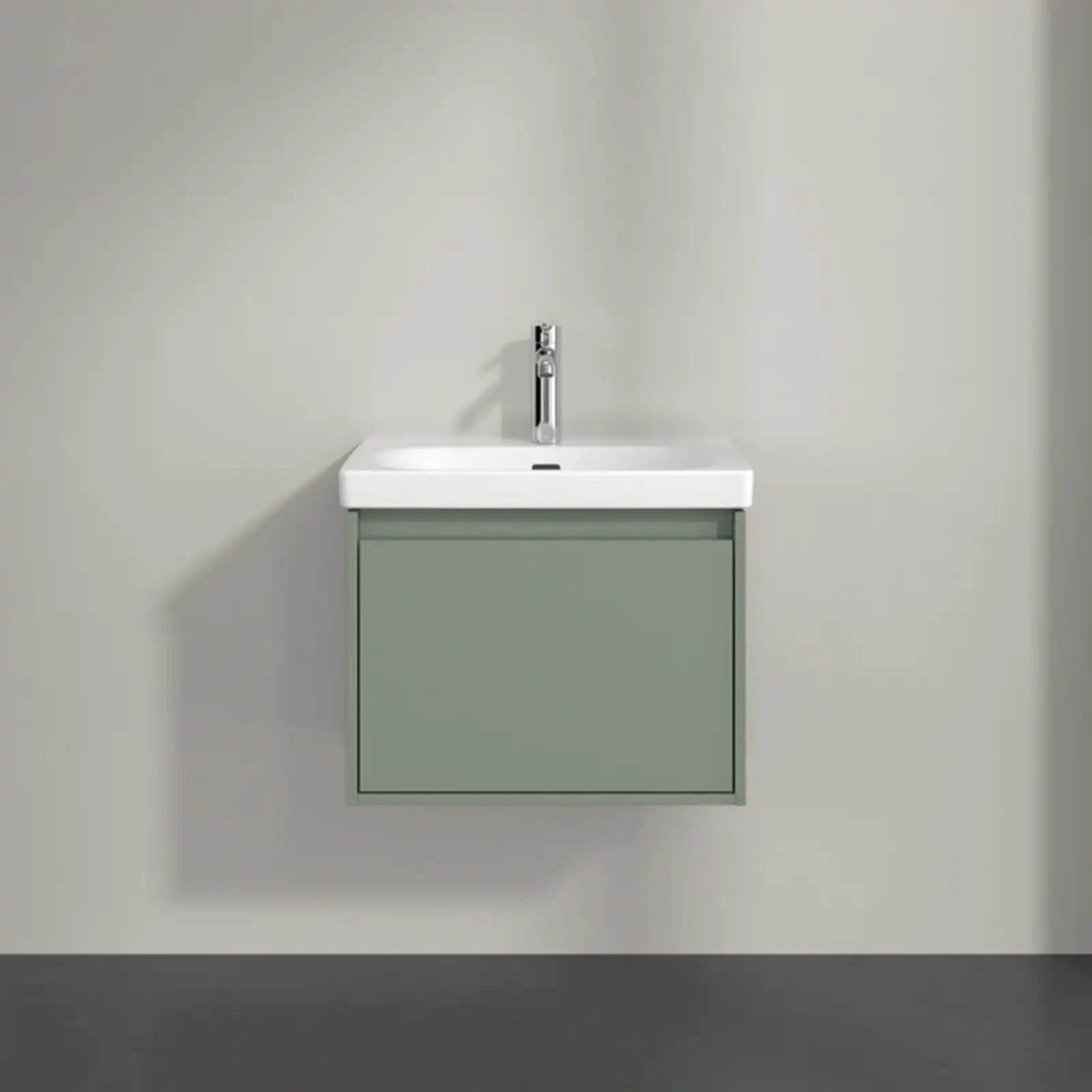 Villeroy & Boch Skyla Soft Green 1 Pull Out Element Vanity Unit & White Alpin Washbasin C78400AF+5A516001